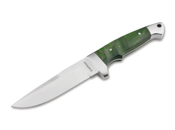 Fixed Blade, Green, 440C, Curly Birch Wood