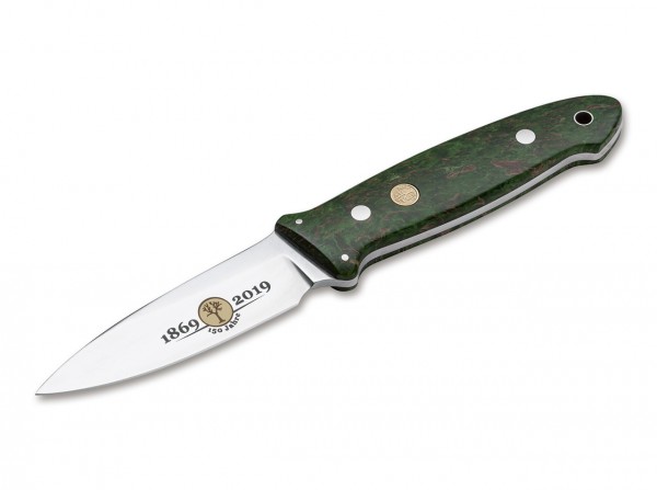 Fixed Blade, Green, Fixed, N690, Curly Birch Wood