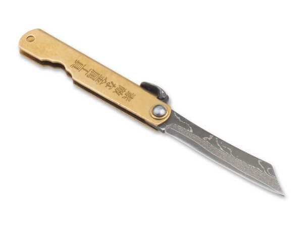 Pocket Knife, Gold, Friction, Friction Folder, Damascus, Brass