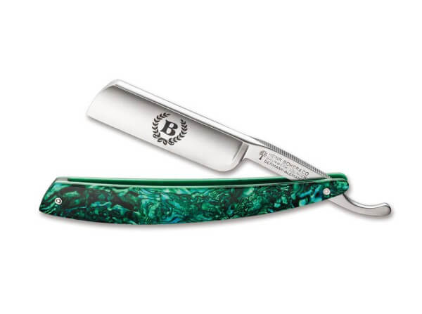 Straight Razor, Green, Carbon Steel, Abalone