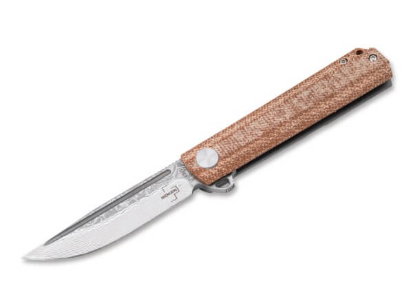 Pocket Knife, Natural, Flipper, Flipjoint, Damascus, Micarta