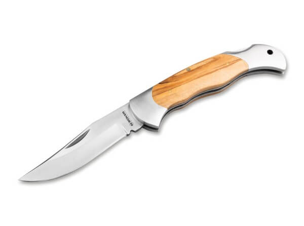 Pocket Knife, Brown, Nail Nick, Backlock, 440A, Olive Wood