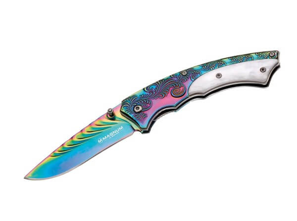 Pocket Knife, Multicolored, Thumb Stud, Linerlock, 440A, Stainless Steel