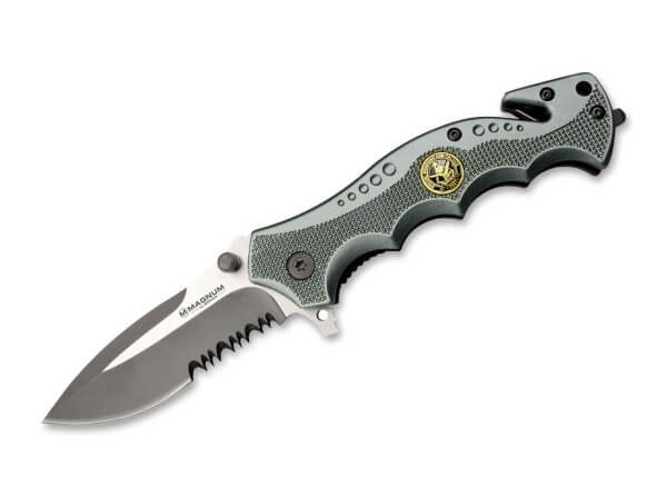 Pocket Knife, Grey, Flipper, Linerlock, 440A, Aluminum