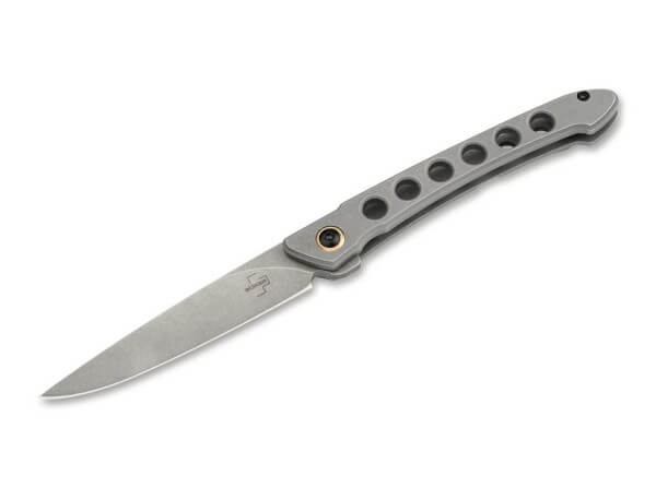 Pocket Knife, Grey, Flipper, Slipjoint, 440C, Stainless Steel