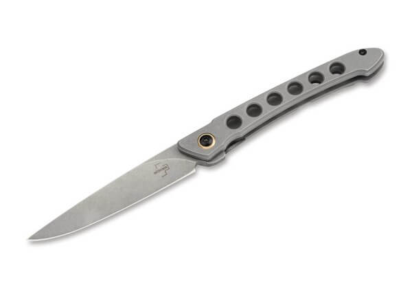 Pocket Knife, Grey, Flipper, Framelock, 440C, Stainless Steel