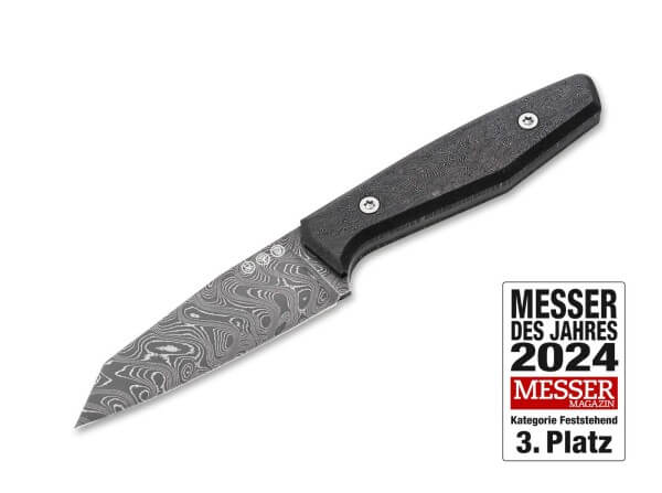 Fixed Blade, Silver, Damascus, Carbon Steel