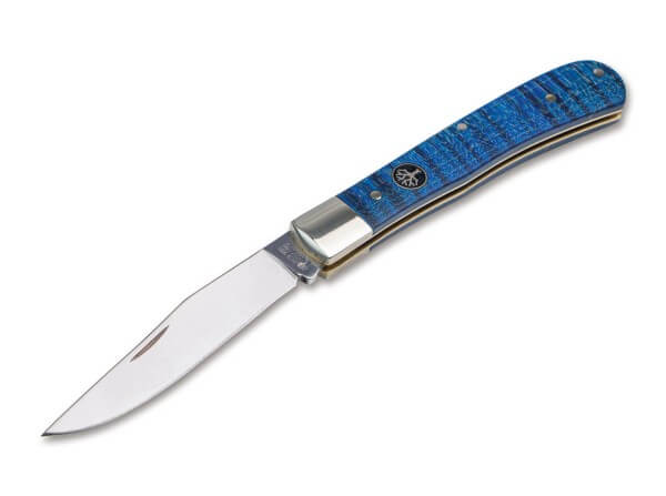 Pocket Knife, Blue, Nail Nick, Slipjoint, N690, Quilted Maple