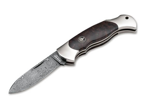 Pocket Knives, Brown, Nail Nick, Backlock, Damascus, Curly Birch Wood