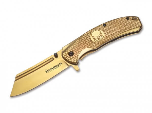 Pocket Knife, Gold, Flipper, Framelock, 440A, Stainless Steel