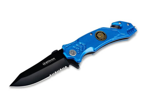 Pocket Knife, Blue, Flipper, Linerlock, 440A, Aluminum