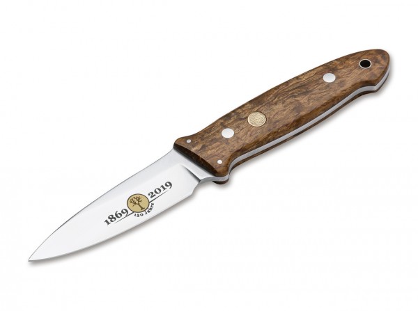 Fixed Blade, Brown, Fixed, N690, Curly Birch Wood