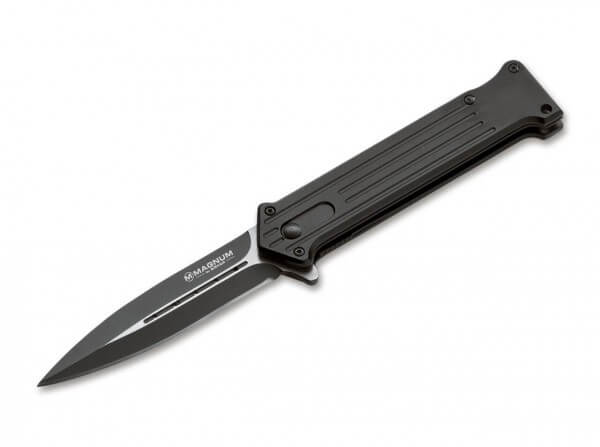 Pocket Knife, Black, Flipper, Slipjoint, 440A, Aluminum