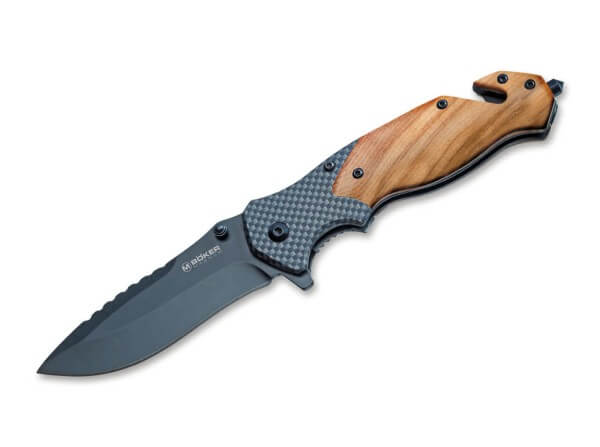 Pocket Knife, Multicolored, Flipper, Linerlock, 440A, Olive Wood