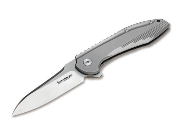 Pocket Knife, Grey, Flipper, Framelock, 440A, Stainless Steel