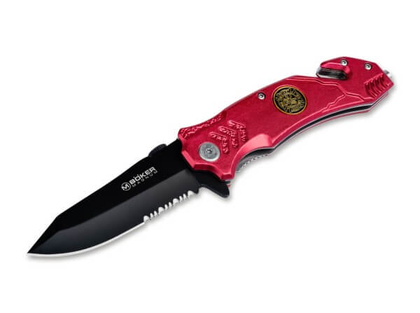 Pocket Knife, Red, Flipper, Linerlock, 440A, Aluminum