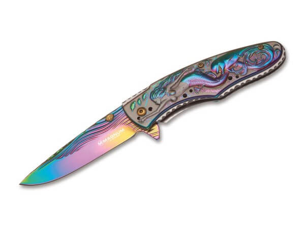 Pocket Knife, Multicolored, Flipper, Linerlock, 440A, Stainless Steel