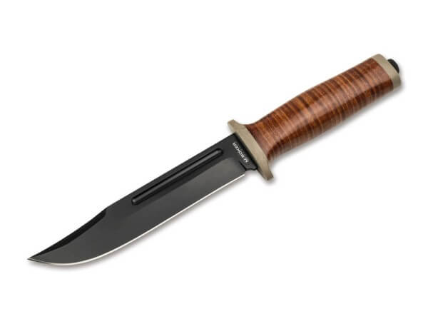 Fixed Blade Knives, Brown, 440A, Leather