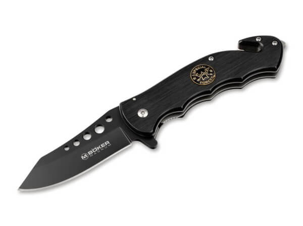 Pocket Knife, Black, Flipper, Linerlock, 440A, Aluminum