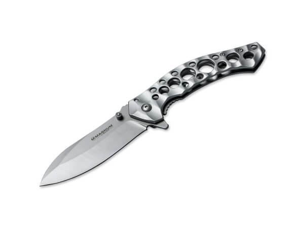 Pocket Knife, Silver, Flipper, Framelock, 440A, Stainless Steel