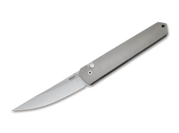 Pocket Knife, Silver, Push Button, 154CM, Aluminum