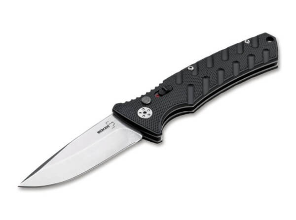 Pocket Knife, Black, No, Push Button, D2, Aluminum