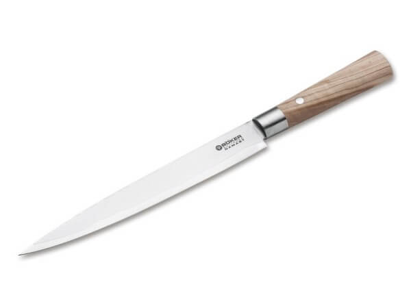 Kitchen Knife, Brown, Damascus, Olive Wood