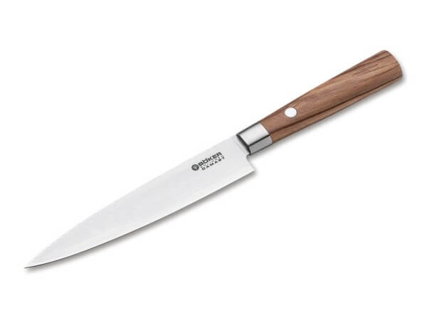Kitchen Knife, Brown, Damascus, Olive Wood