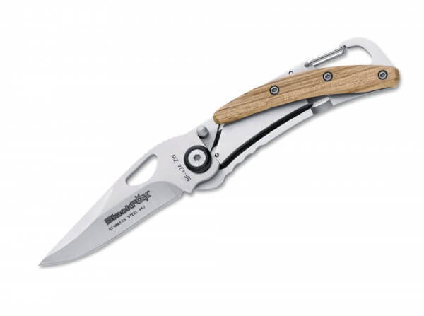 Pocket Knife, Silver, Thumb Hole, Linerlock, 440A, Zebrawood
