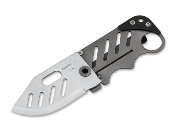 Pocket Knife, Grey, Thumb Hole, Framelock, 440C, Titanium