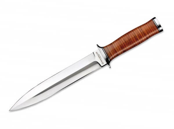 Fixed Blade Knives, Brown, 440A, Leather
