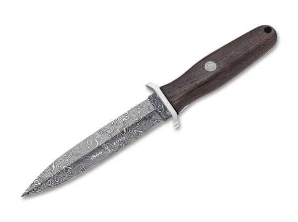 Fixed Blade, Brown, Fixed, Damascus, Chestnut Wood