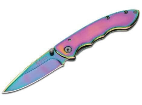 Pocket Knife, Multicolored, Thumb Stud, Framelock, 440, Steel