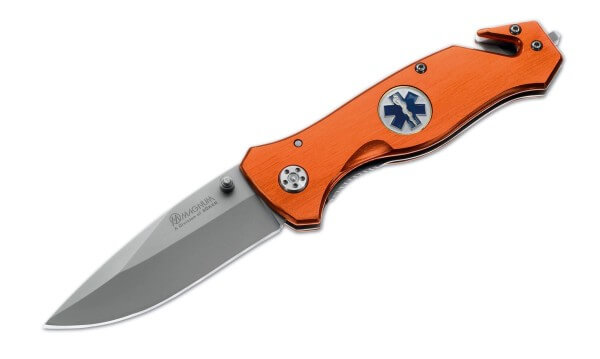 Pocket Knife, Orange, Thumb Stud, Linerlock, 440A, Aluminum