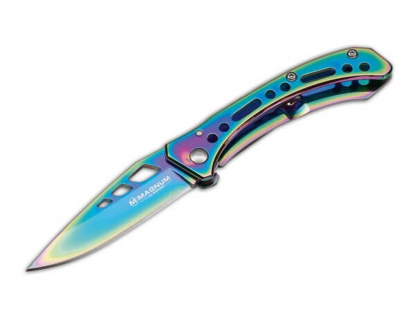 Pocket Knife, Multicolored, Flipper, Framelock, 440A, Steel