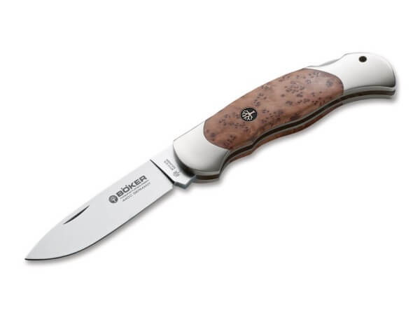 Pocket Knife, Brown, Nail Nick, Backlock, 440C, Thuja Wood