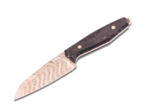 Fixed Blade Knives, Black, Fixed, Damascus, Carbon Fibre